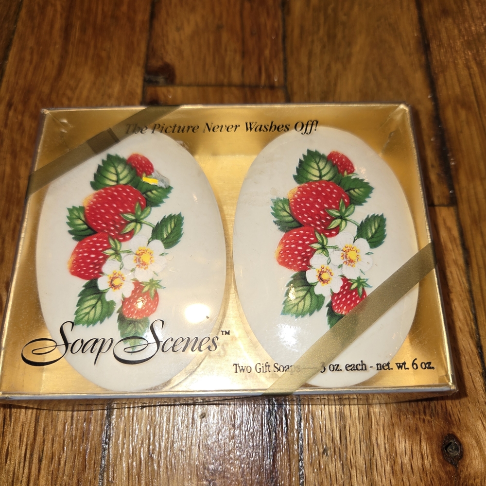 Strawberries Luxurious Designer Hand Milled Forever Picture Soaps NEW IN BOX